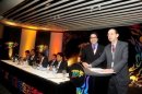 Bangladesh Premier League cricket officials during a player auction at a hotel in Dhaka on January