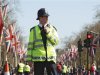 A police officer patrols the Mall a day before the London Marathon