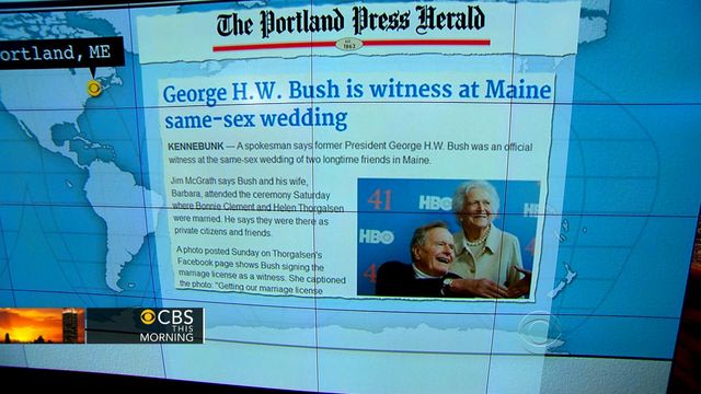 Headlines: George H.W. Bush serves as witness at same-sex wedding in Maine