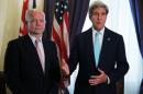 British Foreign Secretary Hague meets with U.S. Secretary of State Kerry at talks of Iran's nuclear program in Vienna