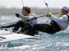 Australia's Nathan Outteridge and Iain Jensen sail in the ninth race of the 49er class at the London 2012 Olympic Games in Weymouth and Portland, southern England