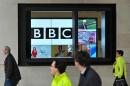 A BBC logo is pictured on a television screen inside the BBC's New Broadcasting House office in central London, on November 12, 2012