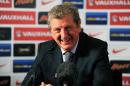 In this handout provided by the Football Association (FA), England manager Roy Hodgson speaks to the media during a press conference on October 16, 2013 in London