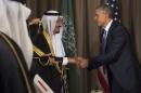 US President Barack Obama (L) shakes hands with Saudi King Salman bin Abdulaziz Al Saud following a meeting on the sidelines of the G20 summit in Antalya, Turkey on November 15, 2015