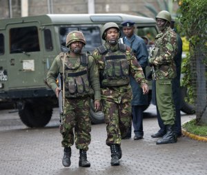 Kenyan army soldiers patrol near the Westgate Mall …