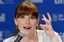 Actress Bryce Dallas Howard gestures during the news conference for the film "50/50" at the 36th Toronto International Film Festival
