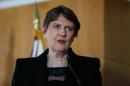 Former New Zealand Prime Minister Helen Clark speaks during a press conference at Permanent Mission of New Zealand to the United Nations in New York on April 4, 2016