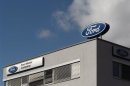 The Ford logo is pictured on the rooftop of Austria's Ford head branch in Vienna