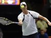 Querrey of the U.S. hits a return to Troicki of Serbia during their Davis Cup quarter-finals tennis match in Boise, Idaho