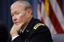 Joint Chiefs Chairman Gen. Martin Dempsey speaks during a news conference at the Pentagon, Thursday, Sept. 27, 2012. (AP Photo/Jacquelyn Martin)