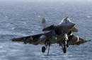 File picture shows a French navy Rafale fighter jet returning from a mission over Iraq