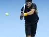 Novak Djokovic of Serbia plays a return to Jo-Wilfried Tsonga of France during their singles tennis match at the ATP World Tour Finals in London Monday, Nov. 5, 2012. (AP Photo/Kirsty Wigglesworth)