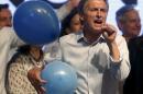 Macri, presidential candidate of Cambiemos (Let's Change) coalition sings after election in Buenos Aires