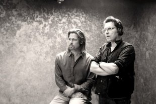 Brad Pitt and Chanel No. 5 commercial director Joe Wright shot by Sam Taylor Wood 