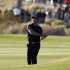 Day of Australia hits his second shot on the 18th hole during the quarterfinal round of the WGC-Accenture Match Play Championship golf tournament in Marana