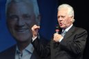 Austrian-Canadian businessman and billionaire Frank Stronach of "Team Stronach" delivers a speech during his final election rally in St. Poelten