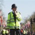 A police officer patrols the Mall a day before the London Marathon