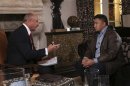 Dr. Phil McGraw interviews Ronaiah Tuiasosopo on the set of his show in this handout photo