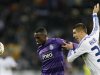 Dynamo Kiev's Yevhen Khacheridi chases Porto's Jackson Martinez during their Champions League Group A soccer match at the Olympic stadium in Kiev