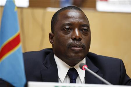 Democratic Republic of Congo President Joseph Kabila attends the signing ceremony of the Peace, Security and Cooperation Framework for the Democratic Republic of Congo and the Great Lakes, at the African Union headquarters in Ethiopia's capital Addis Ababa Feburary 24, 2013. REUTERS/Tiksa Negeri
