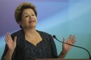 Brazil's President Dilma Rousseff speaks during an announcement of the construction of the first 50 port terminals for private use (TUP), at the Planalto Palace in Brasilia