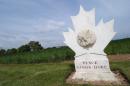 The sculpted Maple leaf at Cintheaux Canadiain War Cemetery where 2,872 Canadians are buried is pictured on May 13, 2004