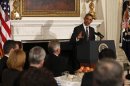 U.S. President Obama speaks to the National Governors Association in the State Dining Room of the White House in Washington