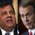 This photo combination shows New Jersey Gov. Chris Christie, left, and U.S. Speaker of the House John Boehner, R-Ohio. Christie, a Republican who has praised President Barack Obama's handling of Superstorm Sandy, on Wednesday, Jan. 2, 2013 blasted Boehner for delaying a vote for federal storm relief. (AP Photo)