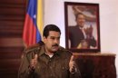 Handout photo of acting Venezuelan President Maduro speaking during an interview with Venevision television network in Caracas