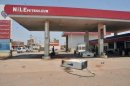 A petrol station that was damaged during rioting over fuel price hikes in the Sudanese capital Khartoum on September 26, 2013