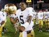 Notre Dame quarterback Everett Golson celebrates after Notre Dame defeated Southern California 22-13 in an NCAA college football game, Saturday, Nov. 24, 2012, in Los Angeles. (AP Photo/Danny Moloshok)