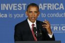 U.S. President Barack Obama delivers remarks at a business leaders forum in Dar es Salaam