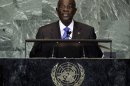 File - In this file photo taken on Friday, Sept. 23, 2011, President of Ghana, John Evans Atta Mills, waits to address the 66th session of the United Nations General Assembly. State-run television in Ghana is announcing on Tuesday, July 24, 2012, that President John Atta Mills has died at age 68. (AP Photo/Richard Drew, file)