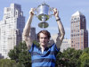 2012 U.S. Open tennis men's singles champion Andy Murray, of Britain, poses in Central Park on Tuesday, Sept. 11, 2012, in New York. (AP Photo/Mike Groll)