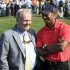 Jack Nicklaus, left, talks with Tiger Woods after Woods won the Memorial golf tournament at the Muirfield Village Golf Club in Dublin, Ohio, Sunday, June 3, 2012. (AP Photo/Tony Dejak)