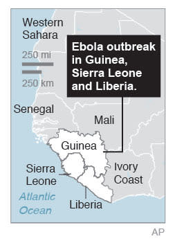 Map locates Guinea.; 1c x 3 inches; 46.5 mm x 76 m …
