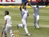 South Africa's Vernon Philander celebrates as he takes the wicket of New Zealand's BJ Watley during the first day of their first cricket Test match in Cape Town