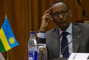 Rwanda President Paul Kagame listens to proceedings …