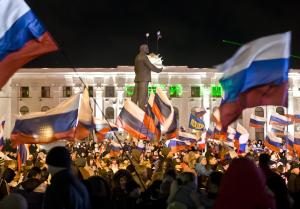 Pro-Russian people celebrate in Lenin Square, in Simferopol,&nbsp;&hellip;