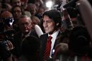 Candidate Trudeau arrives for the Liberal Party of Canada leadership vote in Ottawa