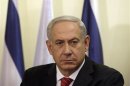 Israel's Prime Minister Netanyahu pauses during the delivery of joint statements with Bulgaria's President in Jerusalem