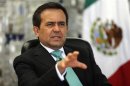 Mexican Economy Minister Ildefonso Guajardo gestures as he speaks during an interview with Reuters at his office in Mexico City