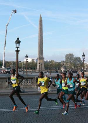 Competitors run on Place de la Concorde during the&nbsp;&hellip;