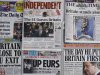 A montage of the front pages of British newspapers in London, Saturday, Dec. 10, 2011.  The newspaper reports cover the veto by Britain's Prime Minister David Cameron on an EU treaty change aimed at dealing with the eurozone crisis, and leaving Cameron isolated within the EU community. (AP Photo/Kirsty Wigglesworth)
