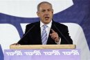 Israel's Prime Minister Netanyahu speaks during a Likud central committee meeting in Tel Aviv