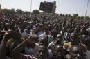 Pro-democracy protesters chant slogans against military rule at Place de la Nation in Ouagadougou