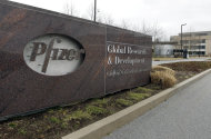 <p> FILE - This Friday, March 2, 2012 file photo shows the exterior of Pfizer in Groton, Conn. Pfizer Inc. Pfizer Inc. reports quarterly financial results before the market opens on Tuesday, April 30, 2013. (AP Photo/Elise Amendola)
