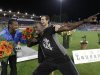 Jamaica's Bolt celebrates with his compatriot Blake during the Athletissima Diamond League meeting in Lausanne