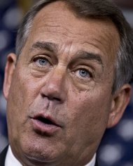 Speaker of the House John Boehner, R-Ohio, meets with reporters as Congress prepares to shut down until after the elections in November, on Capitol Hill in Washington, Friday, Sept. 21, 2012. (AP Photo/J. Scott Applewhite)