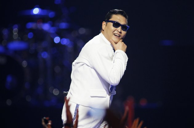 South Korean rapper-singer Psy performs during the 2012 iHeart Radio Music Festival at the MGM Grand Garden Arena in Las Vegas, Nevada in this September 21, 2012 file photograph. Psy, 35, released his much-anticipated new single titled "Gentleman" on April 11, 2013 hoping to repeat the success of "Gangnam Style" that made him the biggest star to emerge from the growing K-pop music scene. He will perform "Gentleman" in public for the first time on Saturday at a concert at Seoul's World Cup stadium but he has been coy about what dance to expect this time, except to hint that it is based on traditional Korean moves. REUTERS/Steve Marcus/Files (UNITED STATES - Tags: ENTERTAINMENT PROFILE)